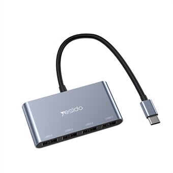 YESIDO HB13 0,15 m USB C Hub Aluminium Type C-adapter med 4 USB 2.0-porter for MacBook Pro og andre enheter