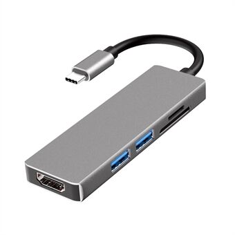 YSTC0803X 5 i 1 USB C Hub Adapter Høyhastighets dataoverføring Multifunksjons bærbar omformer støtte HDMI/USB 3.0/SD/TF
