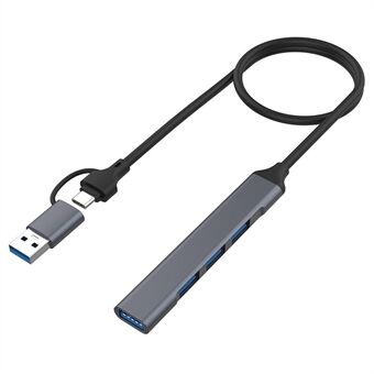 2-i-1 USB-C / USB-A HUB-adapter for bærbar PC 4-ports USB2.0 3.0 Splitter-dokkingstasjon for mus, tastatur