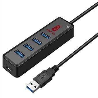 KAWAU H302-100CM Multi USB Port Expander with Micro-B Charging Port USB Splitter 4-port USB 3.0 Hub with 100cm Cable, Support Fast Data Transfer