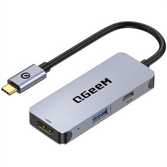 QGEEM UH03-1 3 i 1 dokkingstasjon Multifunksjon Type-C Hub Adapter USB-C til HD / PD 100W / USB Converter