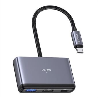 USAMS US-SJ628 Type-C til USB3.0 + USB2.0 + PD 60W + TF + SD 5-i-1 Hub Extension Dock - mørkegrå