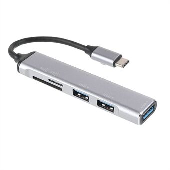 USB-C 5-in-1 Hub Splitter 3 x USB3.0 5Gbps High Speed TF SD Card Reader Adapter