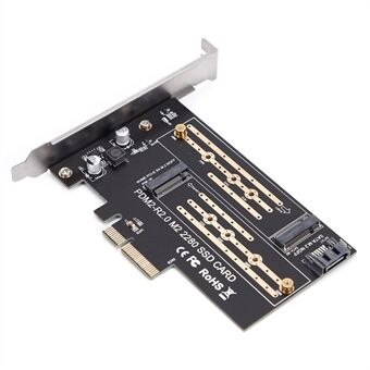 P21 Dual Ports M.2 til PCIE3.0 Adapter X4 Expansion Converter Card Support NVME / NGFF - Luksusversjon