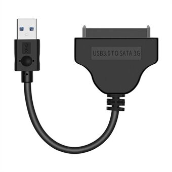 USB 3.0 til Sata 22-pinners adapterkabel Nikkelbelagt koblingsledning for 2,5 tommers HDD SSD (0,15 m) - svart