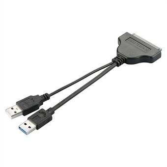 USB3.0 + USB2.0 til SATA7 + 15 adapterkabel Gullbelagt konverteringsledning for 2,5-tommers HDD SSD (0,15 m) - Svart