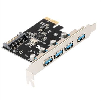 PCI Express-kort til 4 USB 3.0-porter PCI-E-utvidelseskort USB 3.0-hubadapter med 4-pinners / SATA-strømport