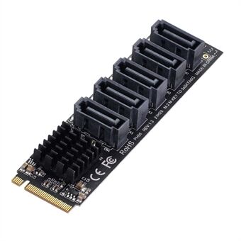 SA-004 22x80mm NGFF NVME M-Key PCI Express til SATA 3.0 5-porter Adapter Kortkonverter Harddiskutvidelseskortstøtte 6Gbps dataoverføring JMB585 2280