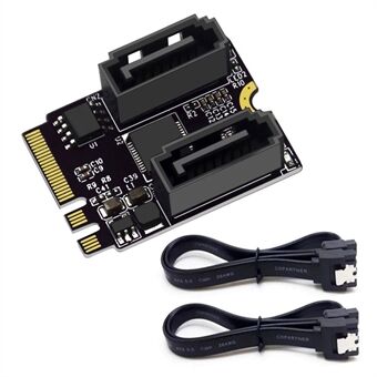 SA-034 22x30 mm NGFF-nøkkel A + E PCI Express til Dual SATA-7P​3.0 6Gbps Adapterkort Harddiskforlengelseskonverter JMB582
