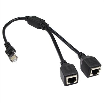 JUNSUNMAY 0,25m 1 hann til 2 hunn RJ45 LAN Network Ethernet Splitter Adapter for Cat5 / Cat5e / Cat6 / Cat7-kabel