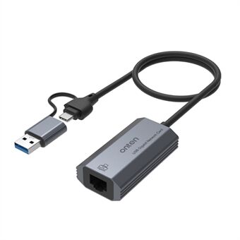 ONTEN UE101 2-i-1 USB 3.0 + USB-C til Gigabit Adapter Bærbart USB Gigabit nettverkskort
