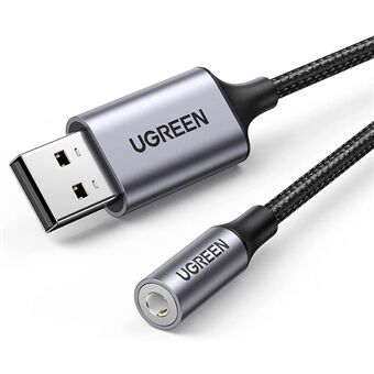 UGREEN 30757 USB Sound Card Adapter to 3.5mm Audio Support Microphone TRRS Headphone DAC USB External Audio Card with Nylon Braided Cable Compatible with Windows Mac Linux PC Laptop PS5 PS4