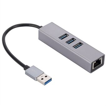 USB-A til RJ45 Ethernet+3xUSB 3.0-porter Adapter USB 3.0 til 10/100/1000 Mbps Network LAN-kabelkonverter