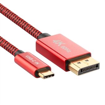 2m / 6ft USB C til DP-kabelkonverter 4K 60Hz USB-C til DisplayPort-adapter Kabeldataoverføring kompatibel med Thunderbolt 3