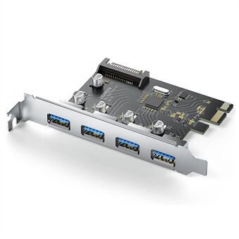 UGREEN 30716 USB 3.0 PCIe utvidelseskort 4-porters PCIe til USB-adapter med 15-pinners SATA-strømkontakt for PC-vert kompatibel med Windows 10/8/7 / XP / Vista