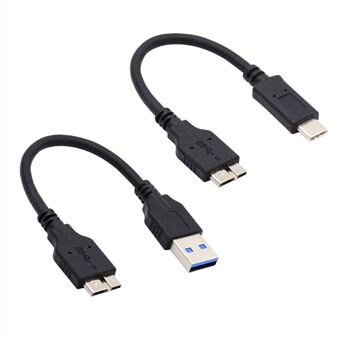 UC-140 2 stk / sett 15 cm USB 3.1 Type-C til Micro 3.0 og USB 3.0 Type-A hann til Micro 3.0 B hanndisk SSD-datakabel