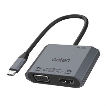 ONTEN M205 3-i-1 Type-C til HD+VGA adapterkabel med PD hurtigladende USB-C videokonverter