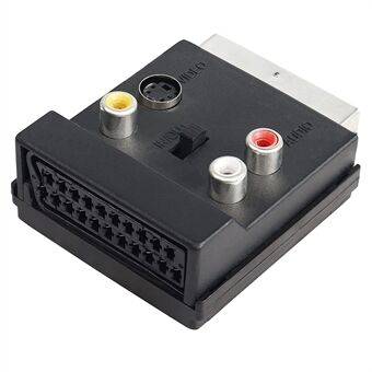 JUNSUNMAY 21-pinners Scart hanne til kvinnelige S-Video 3 RCA Adapter Switchable In Out Audio Converter