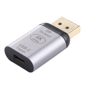 4K 60Hz USB 3.1 Type C Female to DP Male Adapter Converter Silver for MacBook Chromebook Pixel