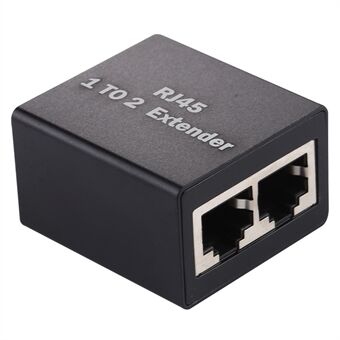1 til 2 RJ45 splitterkontakt Inline LAN-plugger Ethernet-kabelforlengeradapter - svart