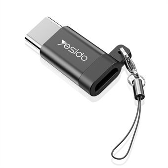 YESIDO GS04 Type-C Male to Micro USB Female OTG Connector Adapter with Keychain - Black