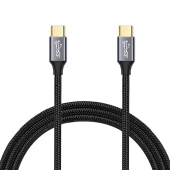 1,5 m 100 W PD nylon flettet Type C til Type C-kabel USB 3.1 Gen2 10 Gbps fullfunksjons USB C-kabel (hann til hann)