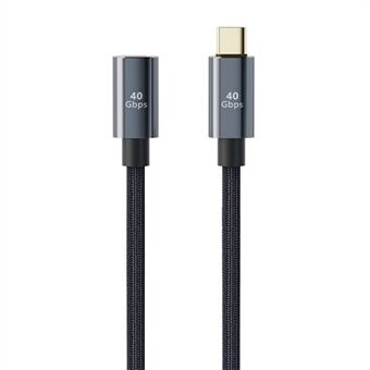 0,5 m 40 Gbps Type-C hann- til hunn-forlengelseskabel USB 4.0 8K videoutgang nylonflettet 100W 5A hurtigladeledning