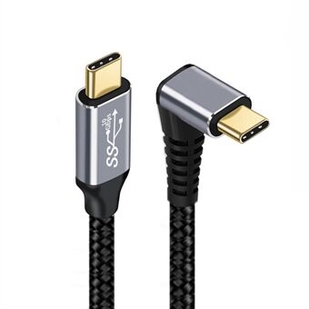 UC-064-UP-3.0M 90-Degree Angled Type-C Male to Male USB3.1 10Gbps Braided Data Cable E-marker Chip 100W Fast Charging Cable