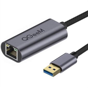 QGEEM UA05-A USB 3.0 til Gigabit Ethernet-adapter USB til RJ45 LAN kablet omformer kompatibel med Nintendo Switch Wii MacBook Alle USB-enheter