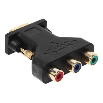 Gullbelagt VGA hann til 3RCA Adapter Video Audio VGA Converter Adapter Passer for HDTV DVD (rød, blå, grønn)