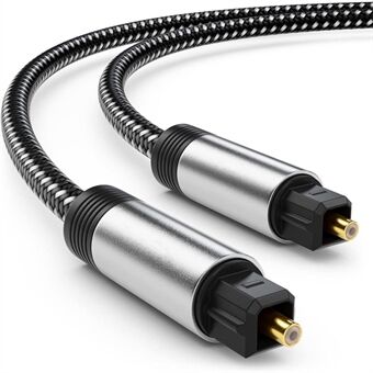 1 m optisk kabel Nylonflettet SPDIF gullbelagt plugg digital lyd fiberoptisk ledning Toslink kompatibel med lydplanke, TV (stil B)