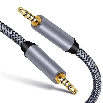 5m 3,5 mm hann-til-hann aux-kabel HiFi stereo TRRS lydledning flettet forlengelseskabel for mikrofonhøyttalerhodetelefoner