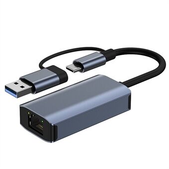 2207 USB-A / Type-C til RJ45 LAN-portadapter USB3.0 / USB-C til Gigabit nettverkskontakt