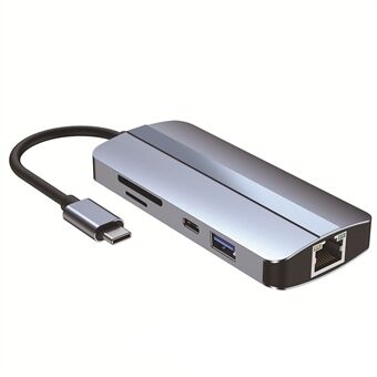 2206 For MacBook 9-i-1 Type-C Multi-Interface Hub Splitter HD+USB3.0+USB2.0+PD+USB-C+RJ45+SD+TF-spor Adapterdokkingstasjon