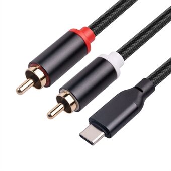 1m USB C til RCA lydkabel Type-C til 2 RCA-kabel for iPhone Sumsung Xiaomi høyttaler hjemmekino-TV (innebygd DAC-brikke)