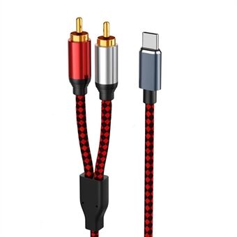 0,5 m USB Type-C til 2 RCA hannlydkabel for mobiltelefon Nettbrett tilkobling til høyttaler/forsterker