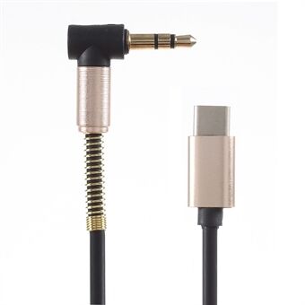 Type-C hann til vinklet 3,5 mm plugg lydkabel Type-C lydkabel for Samsung Note 8 / S8 etc. - Gull farge
