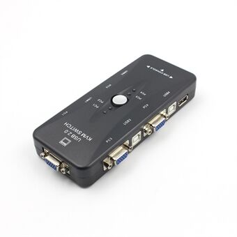 4-ports USB 2.0 KVM-svitsj mus / tastatur / VGA-videoskjerm 250MHz 1920x1440