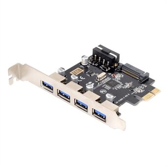 4 porter PCI-E til USB 3.0 HUB PCI Express utvidelseskortadapter 5 Gbps for hovedkort