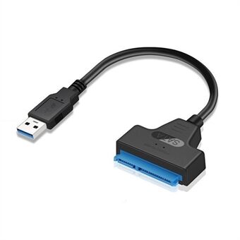 USB 3.0 til SATA III-harddiskadapterkabel med LED-lys Datamaskinharddrivertilkoblingskabel for 2,5 tommers SSD og HDD