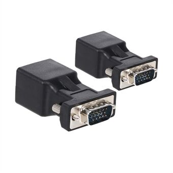 Stabil Holdbar 2 STK VGA til RJ45 adapter VGA hann til RJ45 adapter Ethernet portkonverter CAT5e CAT6 nettverkskabeladapter