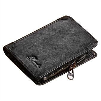 DANTE 05510 RFID-blokkerende retro topplag kuskinn for menn kort lommebok myntkortholder med glidelåslomme
