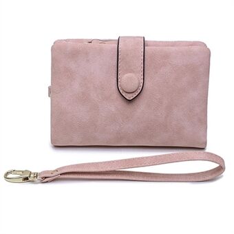 R855 Fashion kvinner, frostet PU-skinn kort lommebok med håndleddsrem Glidelås Lomme Designkort Kontantoppbevaringspose