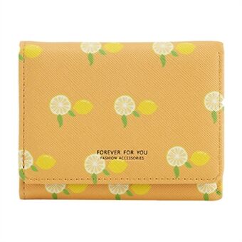 FFY FY19022-8 sitronmønster kort lommebok for kvinner Tri-fold PU-skinn kortholder veske Cash Mynt Oppbevaringspose