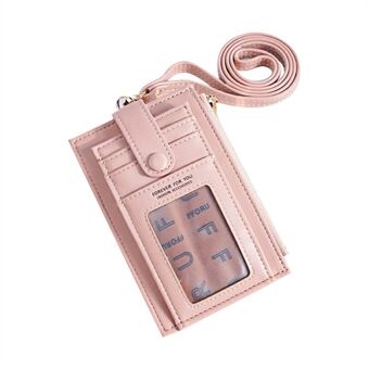 FOR Forever FOR DEG FY1022-50 PU-skinn Bi-fold kort Holder Bag Multi Card Case Glidelås lomme lommebok med skulderstropp