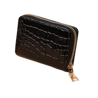 522 Crocodile Texture PU Leather Organ Card Holder Bag Dame Kort lommebok Glidelås Myntpung