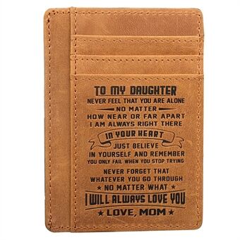AP156 til min sønn/datter Minimalistisk lommebokgave fra pappa/mamma RFID-blokkerende kuskinn-kortveske foran