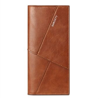 SUNICETY RFID-blokkerende PU-skinn Ultra-tynt bi-fold menn, lange lommebokkort kontantholder