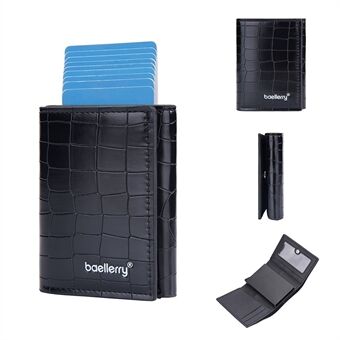 BAELLERRY D9213 PU Lær Krokodille Tekstur Lommebok RFID-blokkerende metallkortholder Myntveske for menn