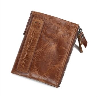 Retro stil kuskinn lommebok med flere kortspor Lomme med glidelås - brun